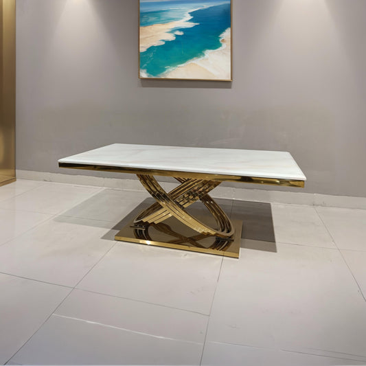 Coffee Table Marble Top with SS Base Gold Finish - SC074