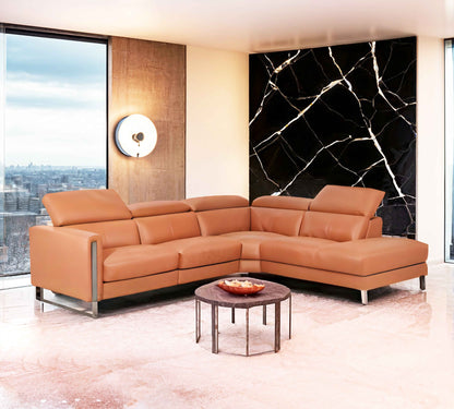 Selva Italian Genuine Leather Motion Longer Sofa Set Tan - 12052