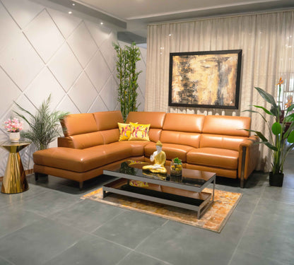 Selva Italian Genuine Leather Motion Longer Sofa Set Tan - 12052