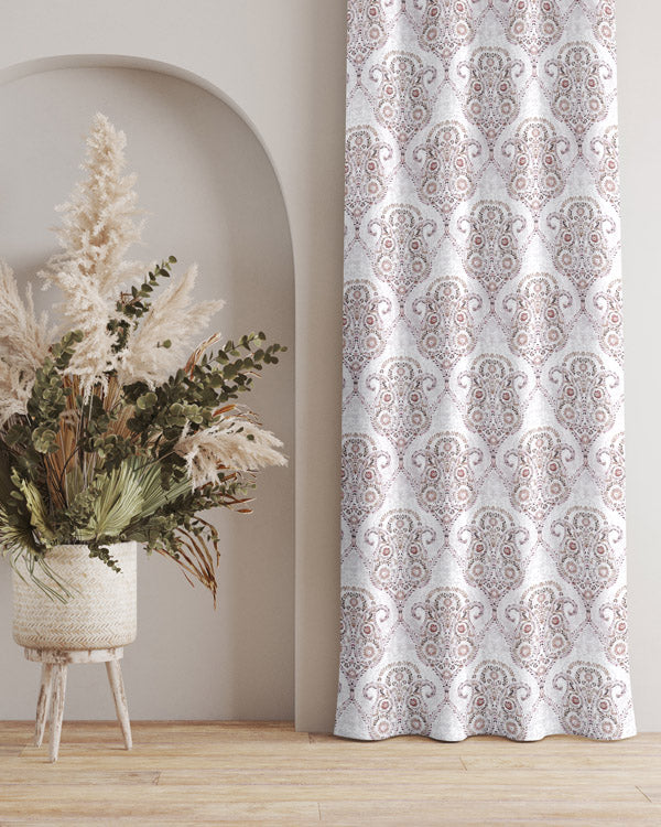 Classic damask Wine cotton eyelet curtain