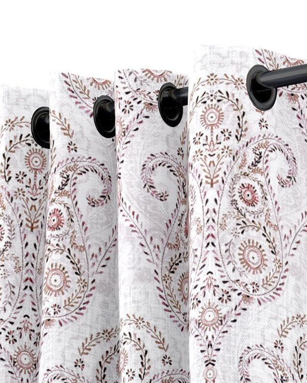 Classic damask Wine cotton eyelet curtain