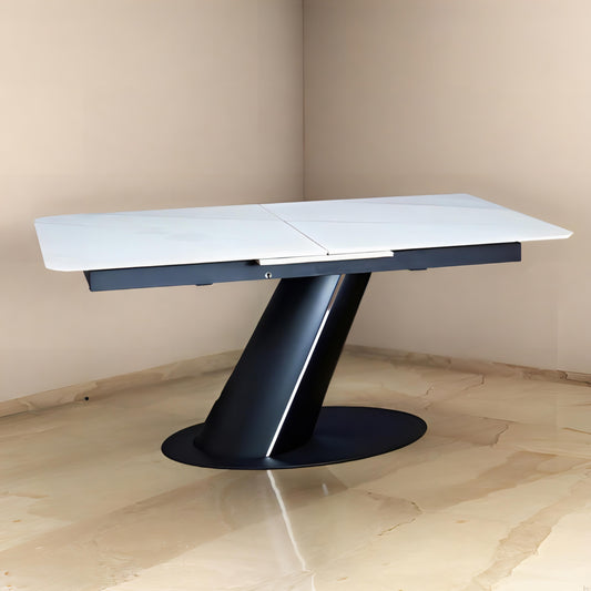 Stylish Ceramic Ext Dining Table 6 Str Beige - 6579B