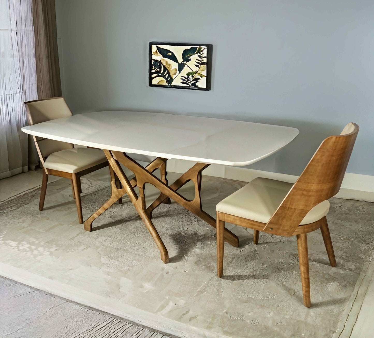 Onyx Marble Dining Table 6 Seater White - EMB816