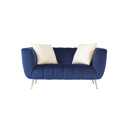Carmen Velvet Fabric Sofa 2 Seater Blue
