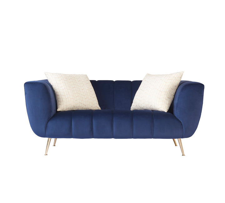 Carmen Velvet Fabric Sofa 2 Seater Blue
