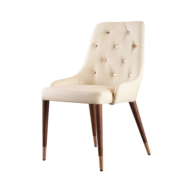 Stylish Ash Wood Leatherette Upholstered Dining chair Cream