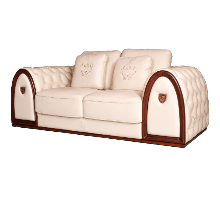 Full Leather 2 Seater Premium Sofa Cream - V001