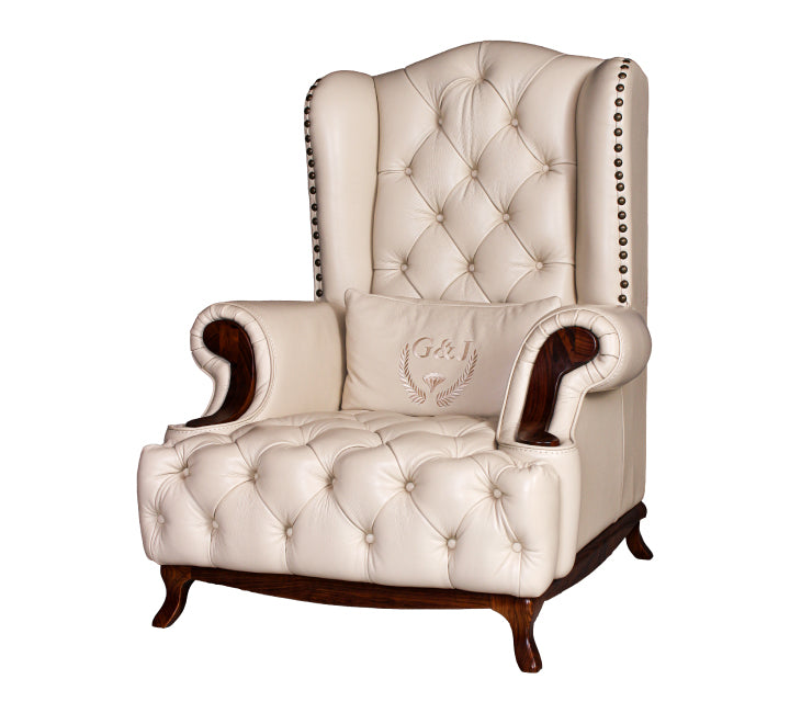 Full Leather 1 Seater Premium Sofa Cream - V001