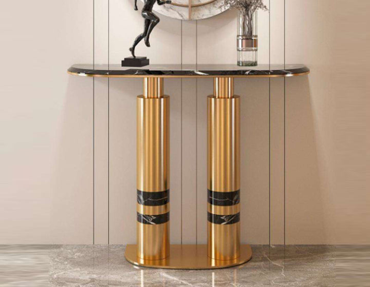 TMB CT Marble Console Table Black Top - CN3052
