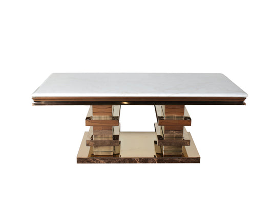 Stylish Marble Coffee Table Beige with Texture Brown SC8211