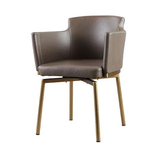 Revolving Leatherette Upholstered Dining Chair Brown