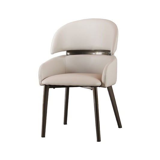 Leatherette Upholstered Dining Chair Light Grey