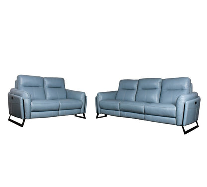 Herman Leather Motion Sofa 3 Seater Pearl Blue