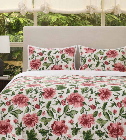 Floral Garden 210 TC Light Pink Double Bedsheet Set