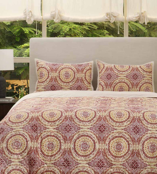 Crafty Medallion 210 TC Rust Double Bedsheet Set