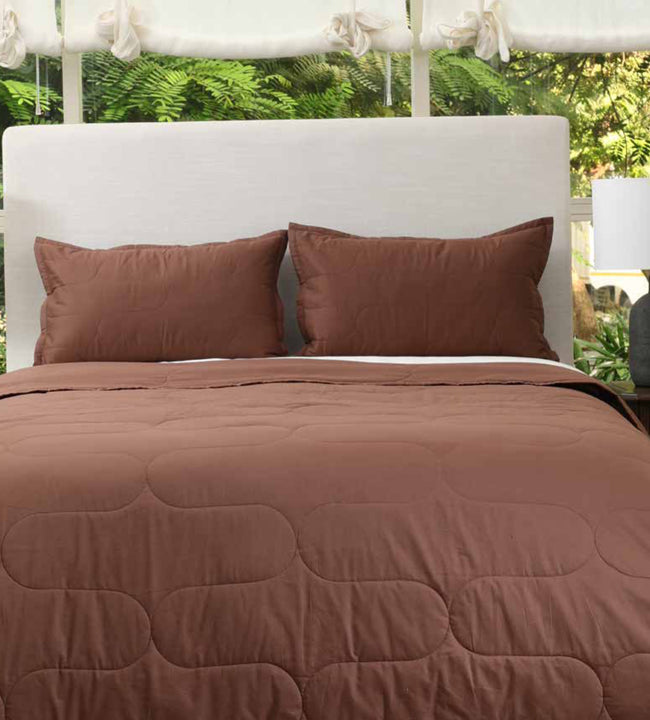 Chocolate Brown 144 TC Cotton Double Bedsheet Set