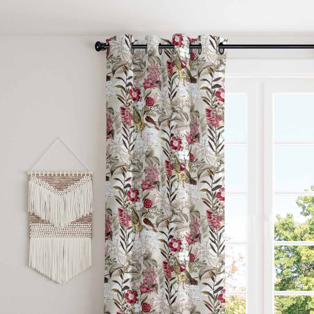 Floral flourish ombre polyester eyelet curtain