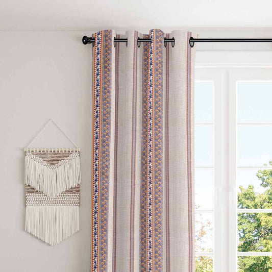 Striking stripes wine shade polyester eyelet curtain