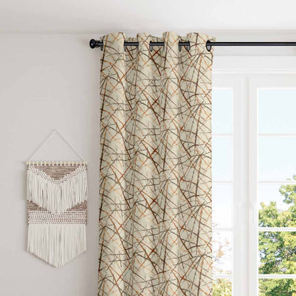 Striking stripes and checks multicolor design eyelet curtain