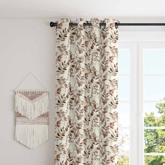 Elegant leafy high quality beige style polyester eyelet curtain