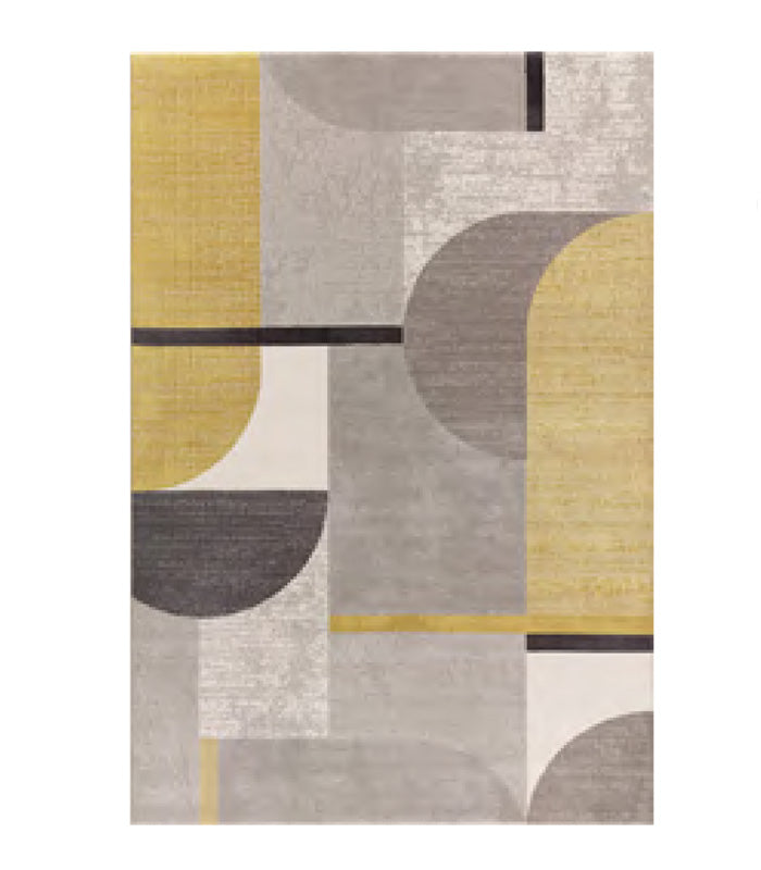 Gold and Grey Color Abstract Hand Tufted Wool Carpet
