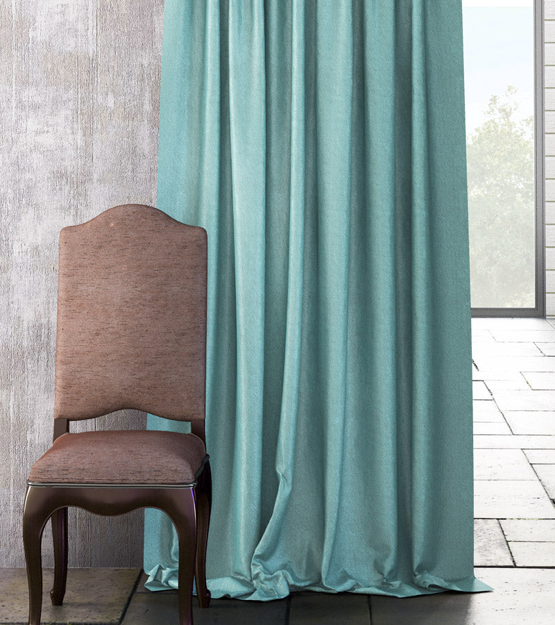 Satin Solid Blackout Main Curtain Sea Green