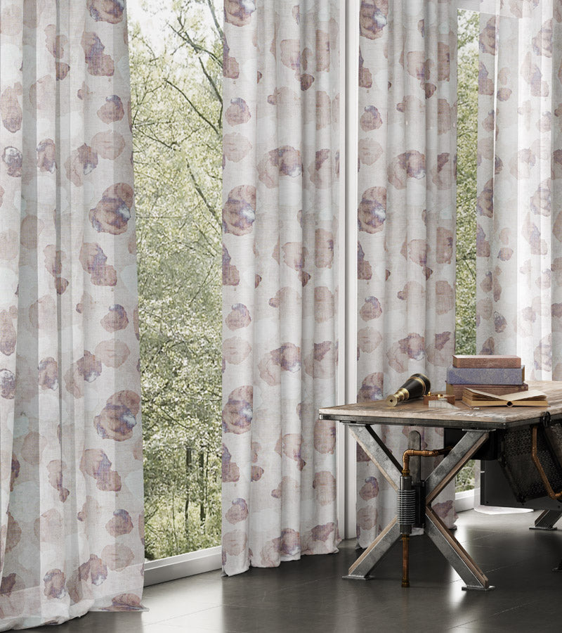 Satin Floral Texture Opaque Main Door Curtain White and Wine