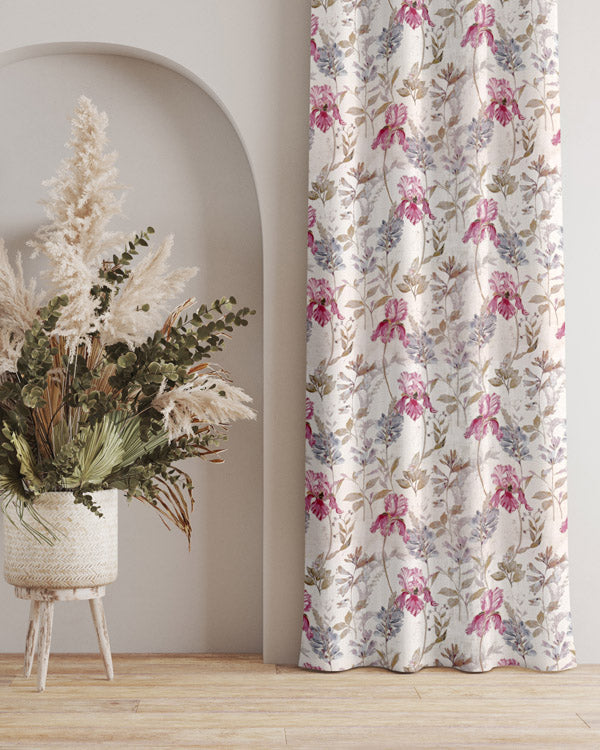 Elegant floral petal design polyester eyelet curtain