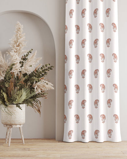 Elegant touch with beige damask design eyelet curtain